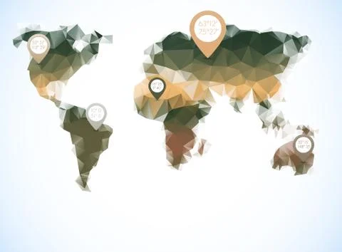 World map in polygonal style Stock Illustration