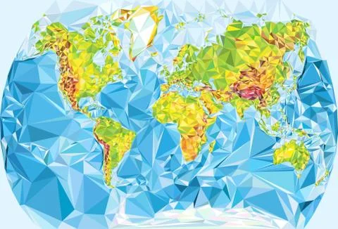 World map in polygonal style Stock Illustration