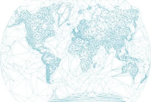 World map in polygonal style Stock Illustration