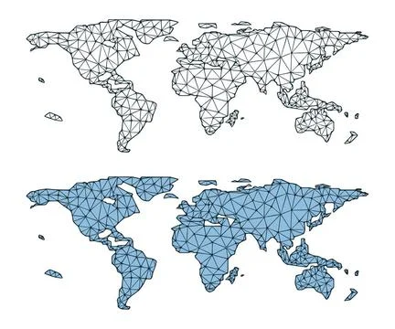  World map polygonal vector illustration. Modern geographic banner, templa... Foto stock