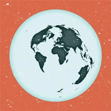 World Map Poster. Azimuthal equidistant projection. Vintage World shape wit.. Stock Illustration