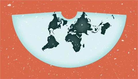 World Map Poster. Conic equidistant projection. Vintage World shape with gr.. Stock Illustration