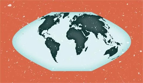 World Map Poster. McBryde-Thomas flat-polar sinusoidal equal-area projectio.. Ilustração Stock