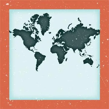 World Map Poster. Spherical Mercator projection. Vintage World shape with g.. Stock Illustration