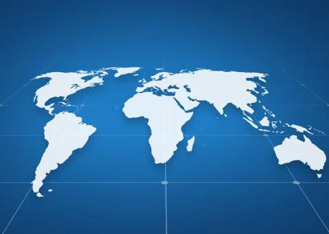 World map projection over blue background Ilustração Stock