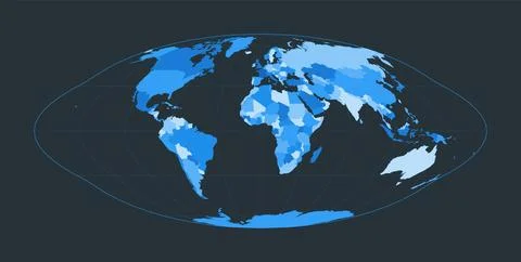 World Map. Pseudocylindrical equal-area Goode homolosine projection. Futuri.. Stock Illustration