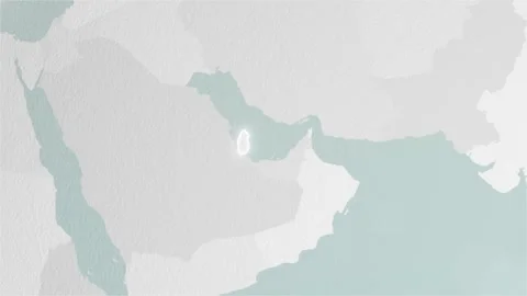 World Map Quatar Zoom in Stylised Spherical White Shades 4K 60 FPS Stock Footage 270742250