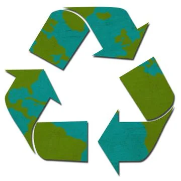 World map recycled sign Stock Illustration