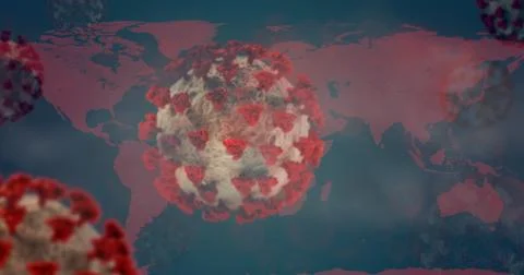 World map red Coronavirus background 3d-illustration. elements of this image  Illustrazione stock