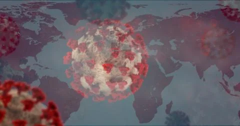 World map red Coronavirus background 3d-illustration. elements of this image  Stock Illustration