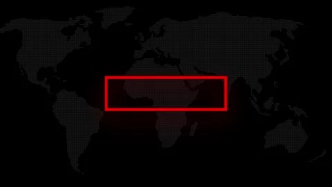 World map with red glowing border showcasing international alerts, news, an.. Stock Footage 321583444