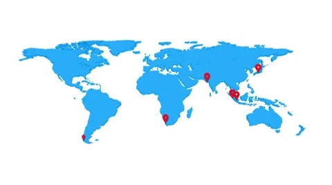 World map red pins HD Stock Footage 8850396