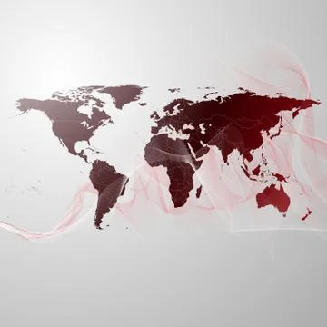 World map on the red smoke background vector Stock Illustration