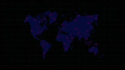 World map with red wave spread. Video stock 157925139