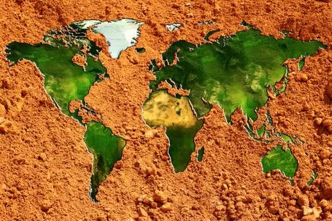 World map in relief Stock Illustration