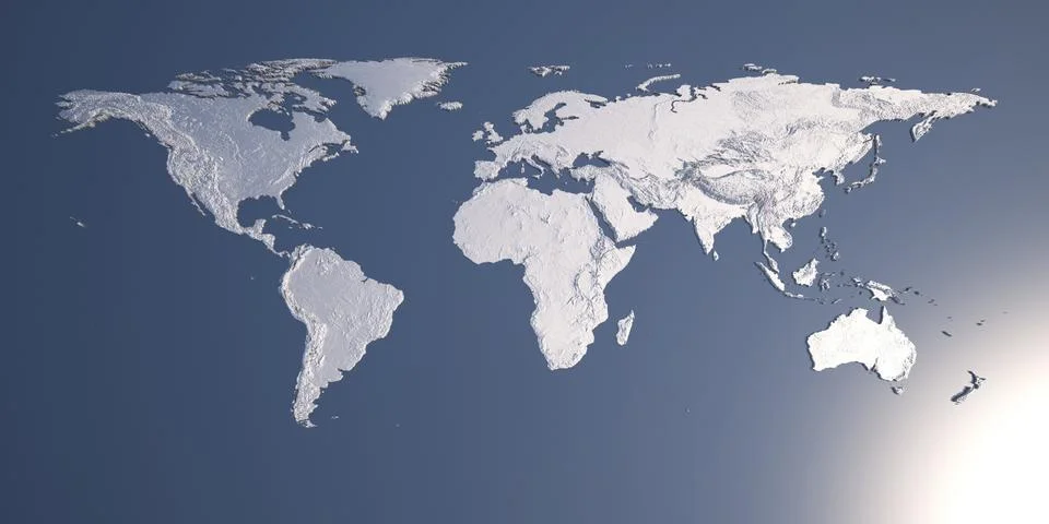 World map with relief Stock Illustration
