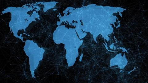 World map representing global network and digital connectivity Stock Illustration