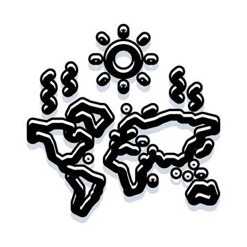 World map representing global warming and climate change Stock Illustration