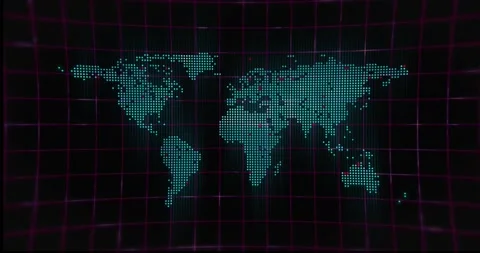 World map retro hologram Stock Footage 165081115