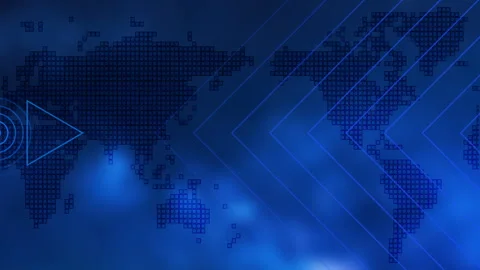 World Map With Ring and Square Waves Stock Footage 249712764