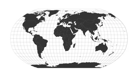 World map. Robinson projection. Animated... | Stock Video | Pond5