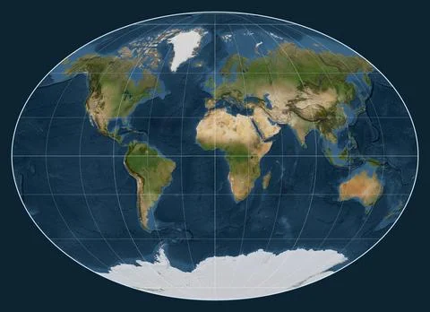 World map. Satellite. Fahey projection. Meridian: 0 Stock Illustration