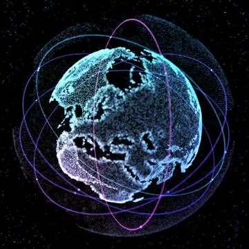 World map satellite, representing the global, Global network connection Illustrazione stock