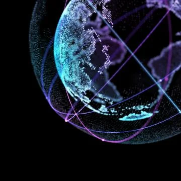 World map satellite, representing the global, Global network connection Illustrazione stock