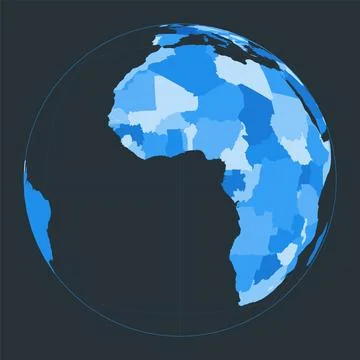 World Map. Satellite (tilted perspective) projection. Futuristic world illu.. Stock Illustration