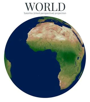 World Map. Satellite (tilted perspective) projection. High Detail Physical .. 스톡 일러스트