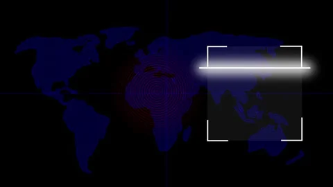 World map with scanning barcode and energy rings. World map icon for global.. 動画素材 337816371