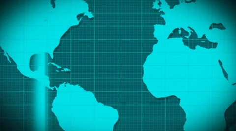 World map scanning satellite radar - loop Stock Footage 41543606