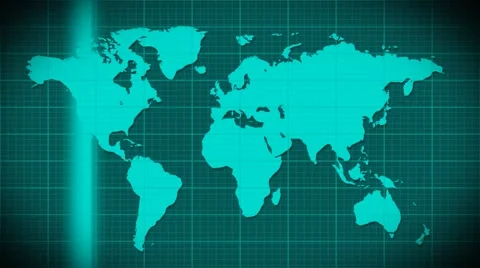 World map scanning satellite radar - loop Stock Footage 41543731