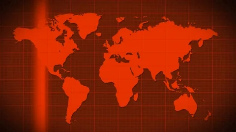 World map scanning satellite radar - loop Stock Footage 41543732