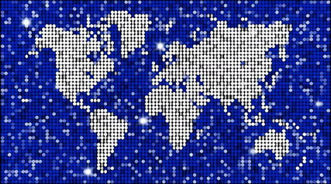 World map - seamless looping with reflectors and sparkles Stock Footage 49580884
