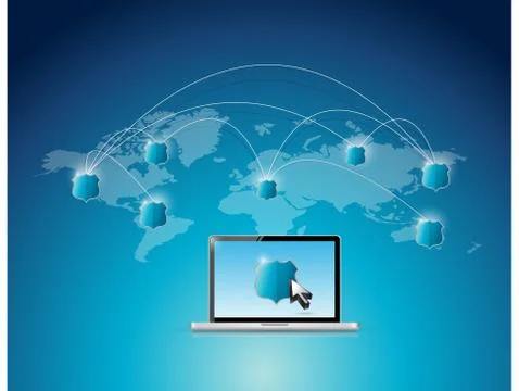 World map security technology concept. Stock Illustration