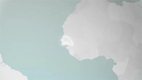 World Map Senegal Zoom in Stylised Spherical White Shades 4K 60 FPS Stock Footage 265470232