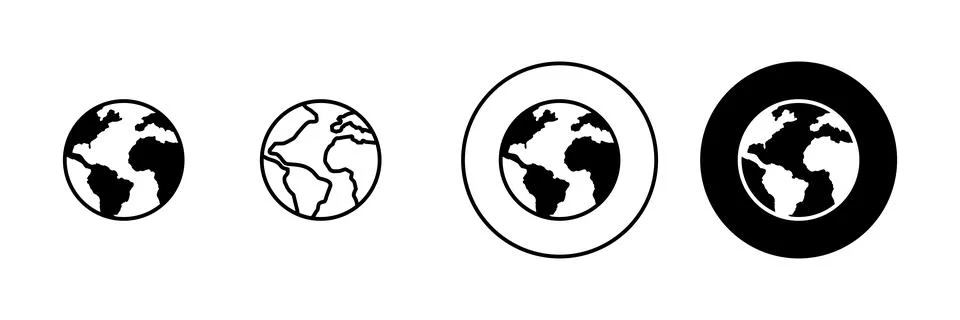 World map set. Worldmap sign and symbol. Globe icon Illustrazione stock