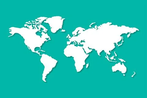 World map with shadow in flat style Stock Illustration