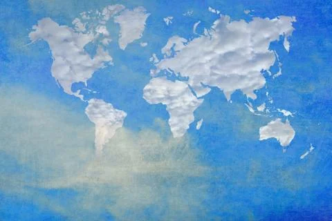 World map shaped clouds. Original image courtesy NASA. Stock Illustration