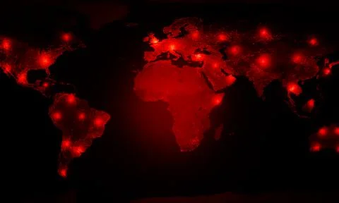 World map show red and hot spots for  covid-19 ( nCov ) or coronavirus crisis Stock Illustration