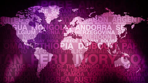 World map showcasing countries names and cultural diversity for global Stock Footage 271559917