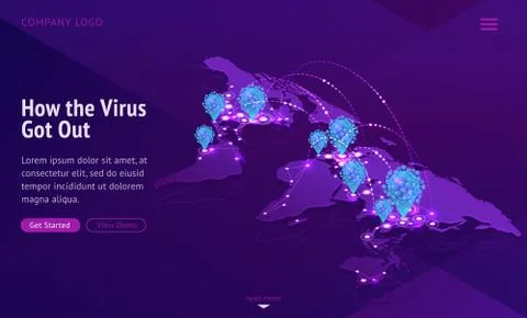 World map showing contagious disease spread Stock Illustration