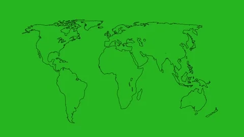 World map showing countries with lines on green screen animation 4K video Stock Footage 338043287