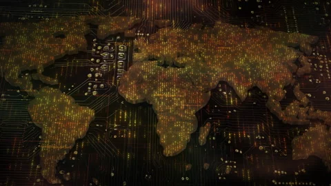 World map showing global electronic connections and data flow Stock Footage 294667080