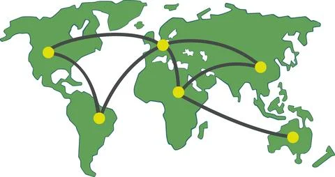 World map showing global logistics supply chain Illustrazione stock