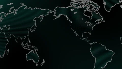 World Map Showing Global Network Connections and Data Points. Stock Footage 318942700