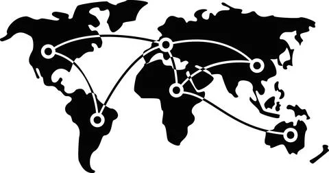 World map showing global shipping delivery routes Illustrazione stock