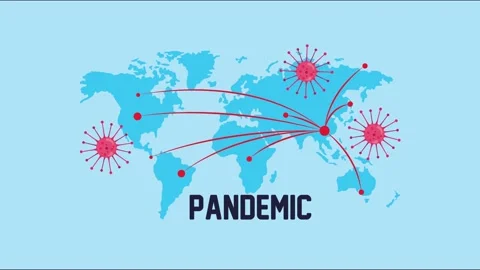World map showing pandemic spread from China with virus icons and connectio.. Vídeo Stock 339067342