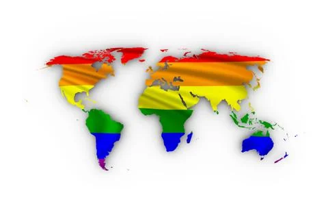 World map showing a rainbow flag イラスト素材